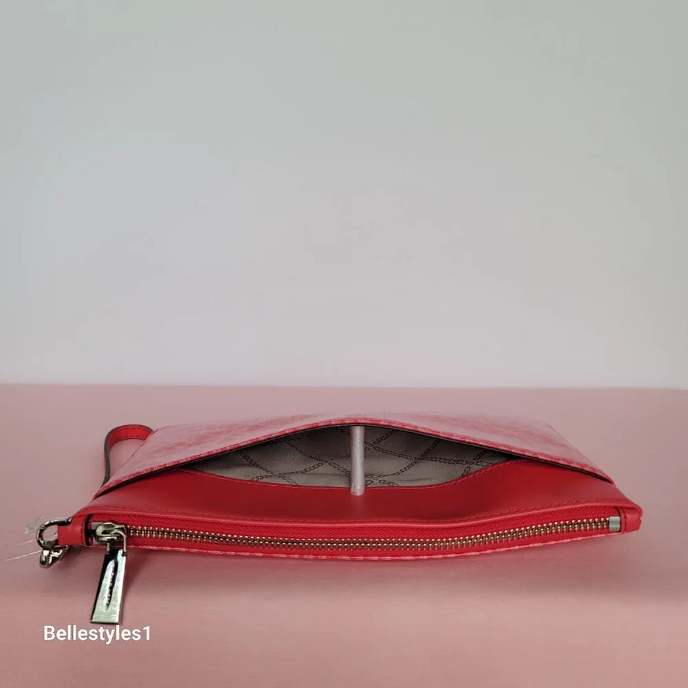 MICHAEL KORS Signature Logo Jet Set Large Top Zip Pouch/Wristlet- Geranium ⭐ - Picture 9 of 16